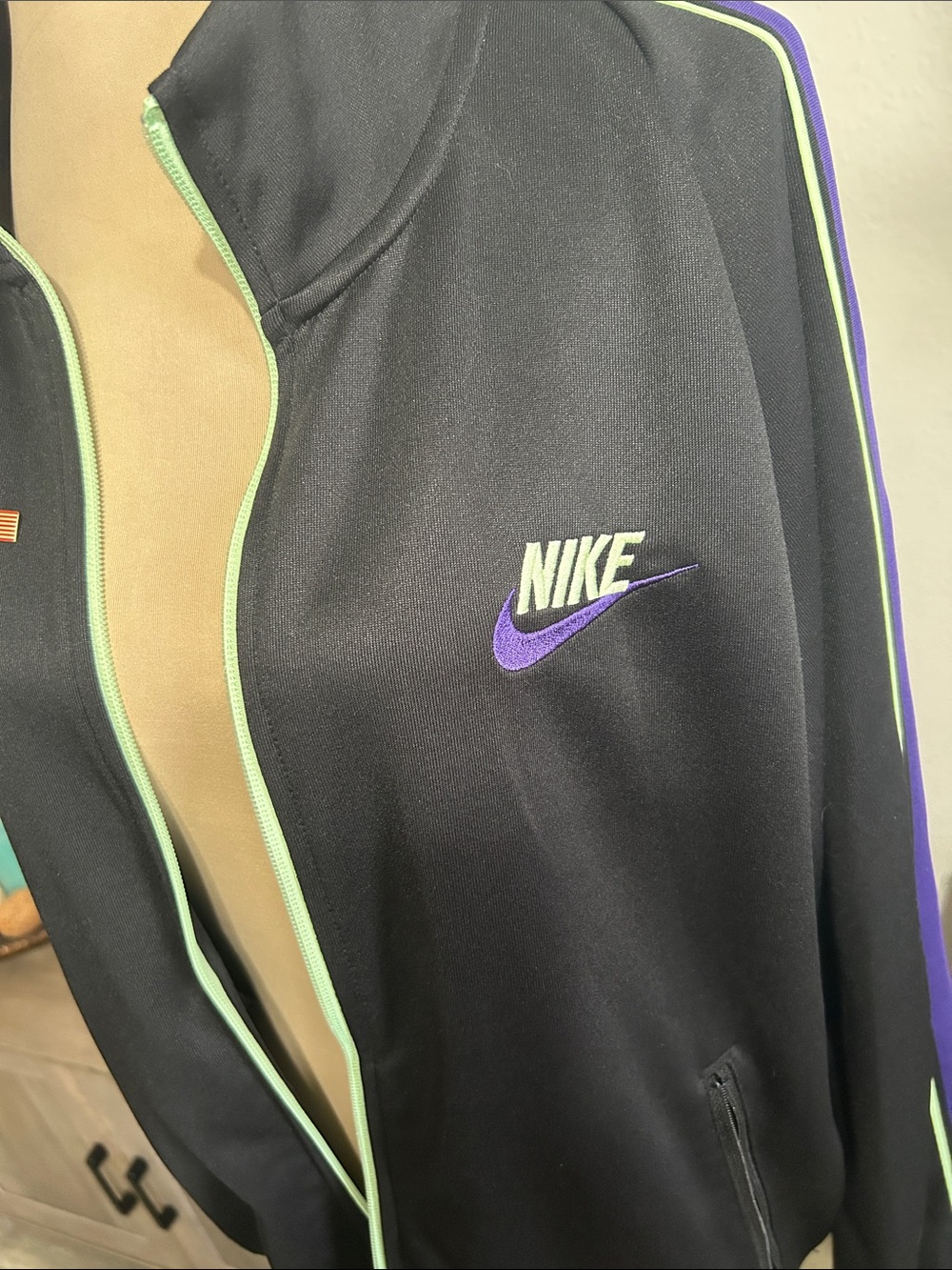 Nike Black Track Jacket with Purple Swoosh and Mint Trim limited edition